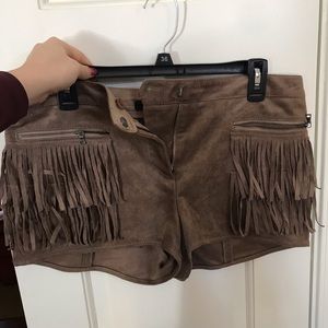 BCBG Fringe Suede Shorts